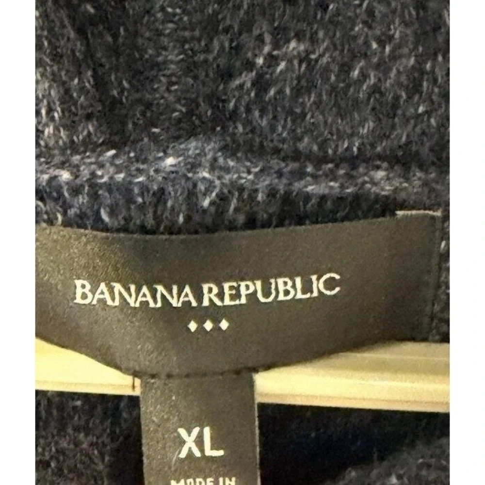 Banana Republic Mens Navy Blue Tundra Hoodie Sweater Waffle Texture Size XL